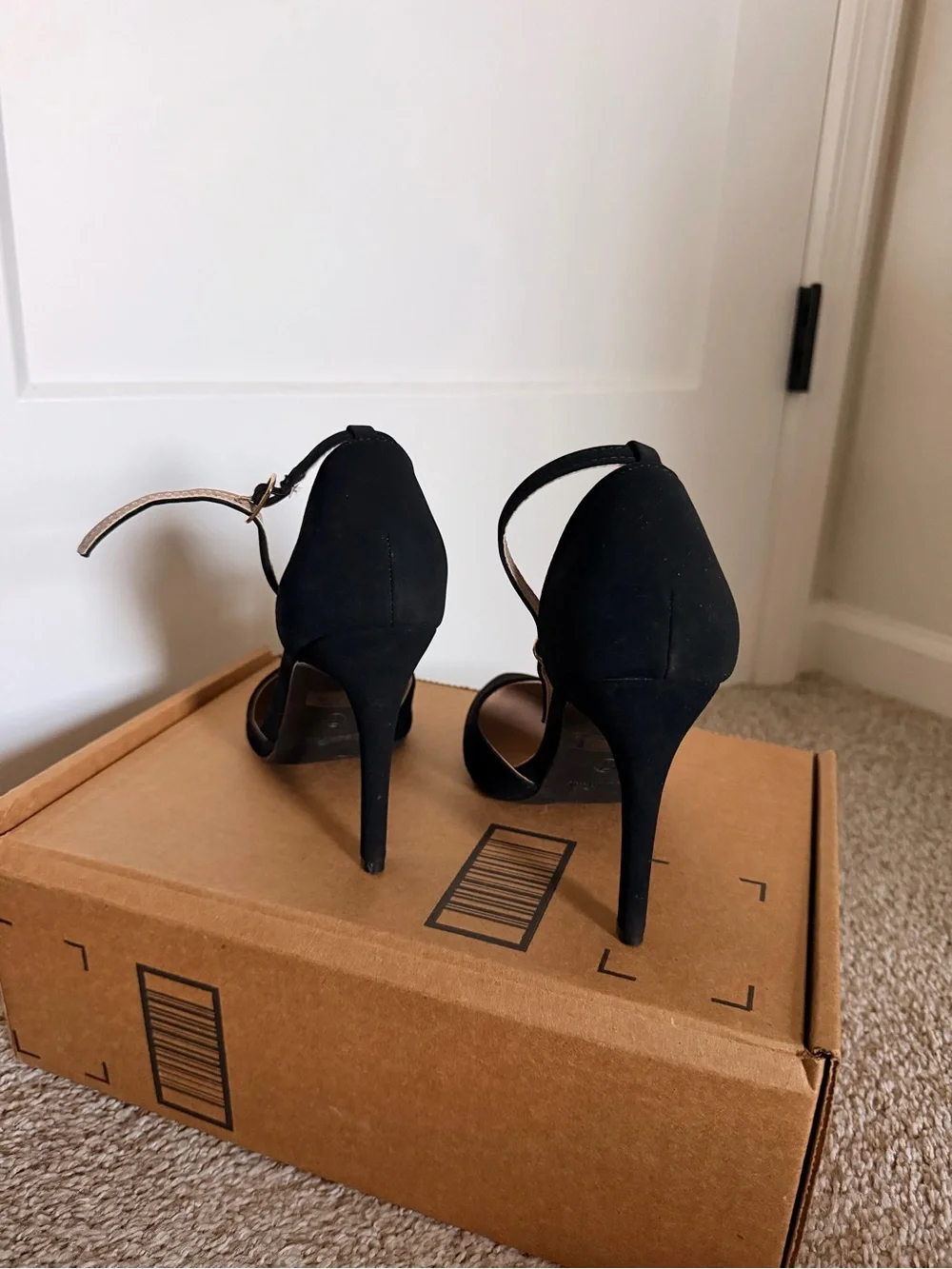 Pointed Ankle-Strap Heels in Black - Women's Dress Pumps